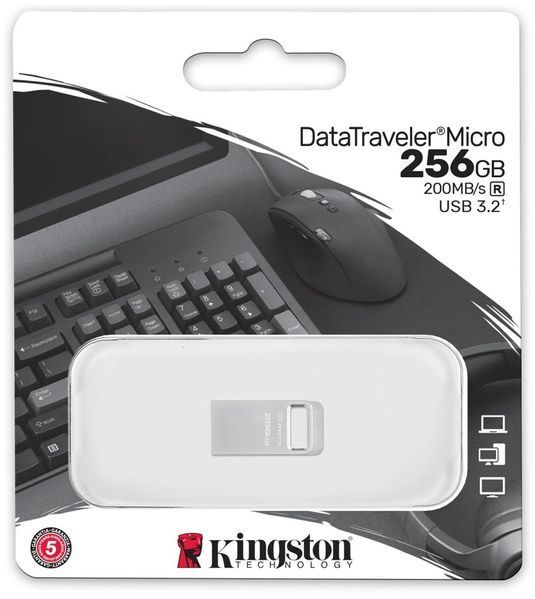 Накопичувач Kingston 256GB USB 3.2 Type-A Gen1 DT Micro R200MB/s Metal (DTMC3G2/256GB) 374463 фото