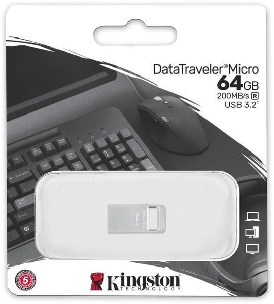 Флеш-пам'ять USB Kingston DT Micro 64GB USB 3.2 (DTMC3G2/64GB) 318772 фото