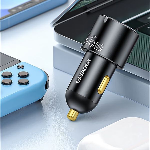 Автомобільний Зарядний пристрій Essager City Dual Typc-C + USB-A Car Charger 66W (ECC2C1A-FF01) Black 355941 фото