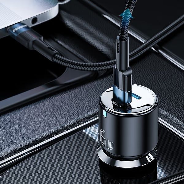 Автомобільний Зарядний пристрій Essager City Dual Typc-C + USB-A Car Charger 66W (ECC2C1A-FF01) Black 355941 фото