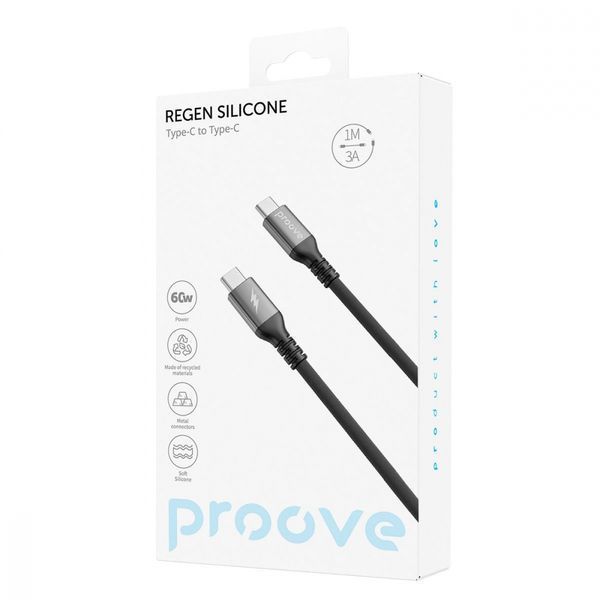Кабель Proove ReGen Silicone Type-C to Type-C 60W (1m) (CCRS60002202) white 361037 фото