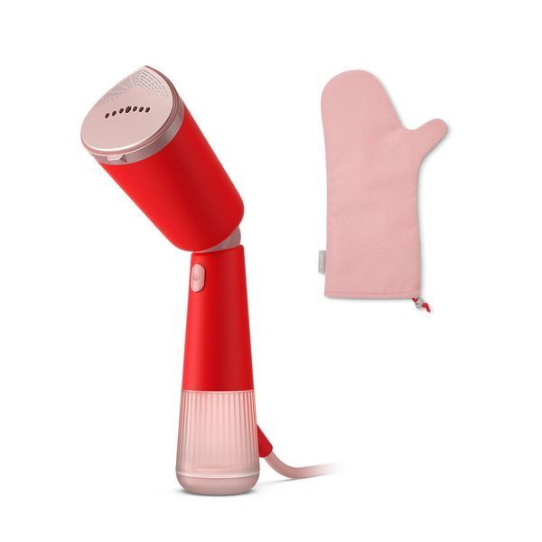 Відпарювач Philips компактний Series 5000, 1400Вт, 120мл, паровий удар -24гр, складана ручка, чохол-рукавичка, пластик, червоний (STH5020/40) 375023 фото