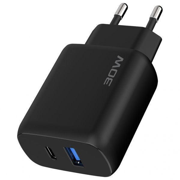 Зарядний Пристрій Proove Silicone Power 2 30W (Type-C + USB) + Cable Type-C to Type-C (1m) (WCSP23011001) black 380684 фото