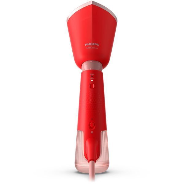 Відпарювач Philips компактний Series 5000, 1400Вт, 120мл, паровий удар -24гр, складана ручка, чохол-рукавичка, пластик, червоний (STH5020/40) 375023 фото