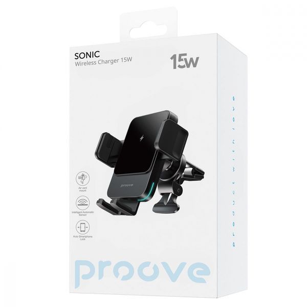 Автомобільний тримач З бездротовою зарядкою Proove Sonic 15W (WHSN15002001) Metal Gray 287198 фото