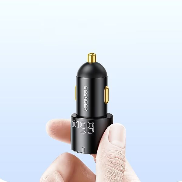 Автомобільний Зарядний пристрій Essager City Dual Typc-C + USB-A Car Charger 66W (ECC2C1A-FF01) Black 355941 фото