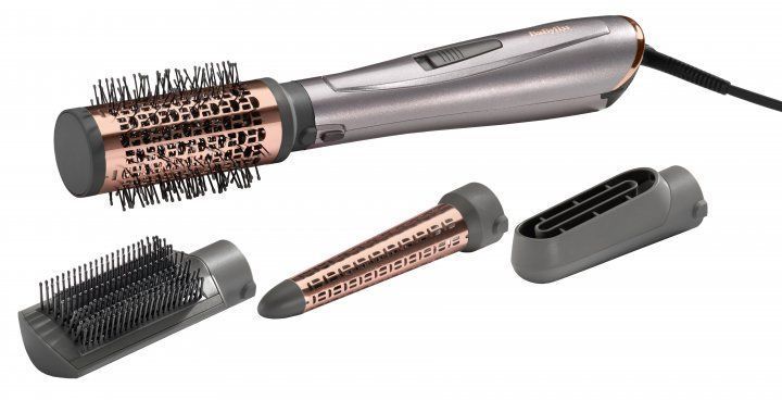 Фен-щітка Babyliss, 1000Вт, 2 режими, іоніз-я, хол. обдув, кераміка, сірий (AS136E) 367382 фото