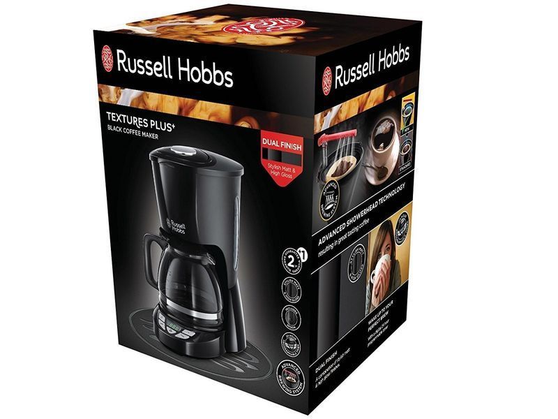 Кавоварка Russell Hobbs крапельна Textures Plus 1.25л, мелена, чорний (22620-56) 363544 фото