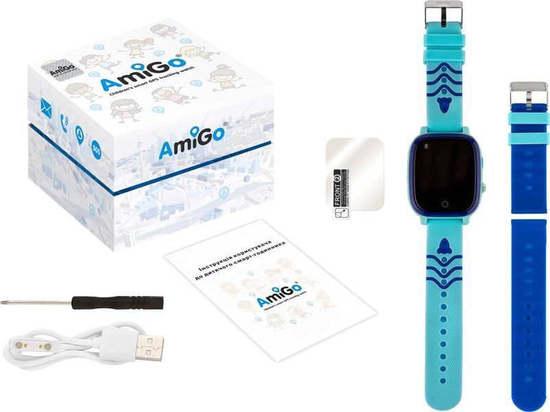 Дитячий смарт-годинник AmiGo GO005 4G WIFI Thermometer Blue 188757 фото