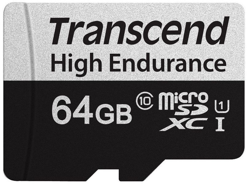 Карта пам'яті Transcend microSD 64GB C10 UHS-I U1 High Endurance (85TB) (TS64GUSD350V) 372261 фото