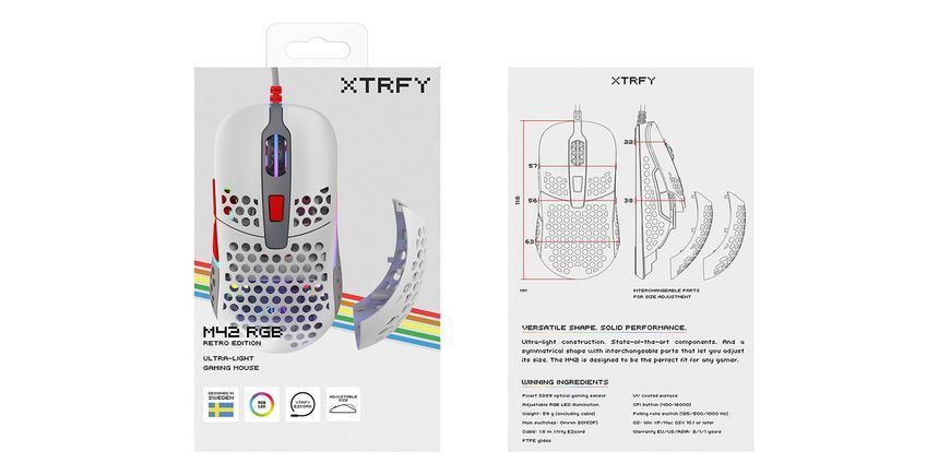 Миша Xtrfy M42, USB-A, RGB, Retro (XG-M42-RGB-RETRO) 376139 фото