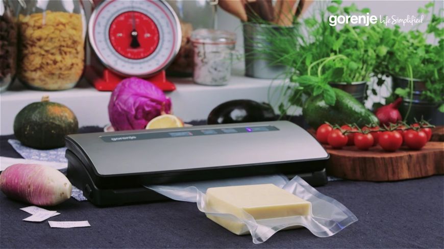 Вакууматор Gorenje для пакетів, 120Вт, 30см, електронне, +10 пакетів, метал, сірий (VS120ES) 369585 фото