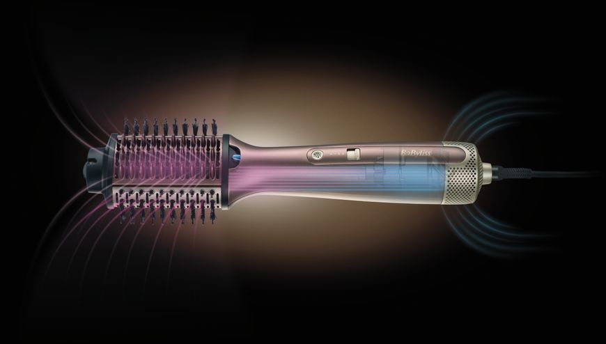 Фен-щітка Babyliss Air Power Volume, 1000Вт, 2 режими, дифузор, іоніз-я, хол. обдув, кераміка, рожевий (AS95E) 366184 фото