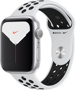 Смарт-годинник Apple Watch Series 5 44mm Nike GPS Aluminum Silver Case Pure Platinum/Black Nike Sport Band (MX3V2) 135143 фото