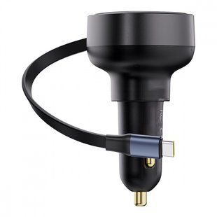 АЗП Baseus Enjoyment Pro Car Charger C+Retractable Type-C Cable 60W (C00057802111-01) black 359717 фото