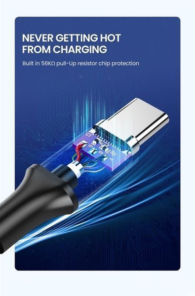 Кабель UGREEN US184 USB 3.0 To USB Type-C Male Cable Nickel Plating 3A 1m Black (20882) 278869 фото
