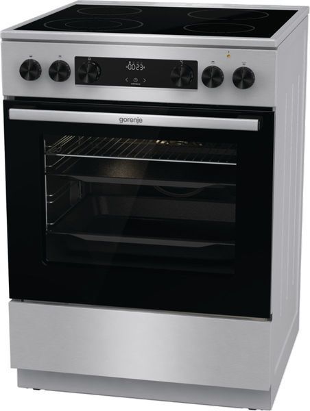 Плита Gorenje електрична склокерамічна, 71л, 60x60см, дисплей, програматор, нерж (GECS6C70XC) 374199 фото