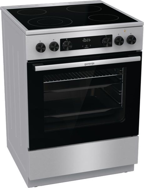 Плита Gorenje електрична склокерамічна, 71л, 60x60см, дисплей, програматор, нерж (GECS6C70XC) 374199 фото