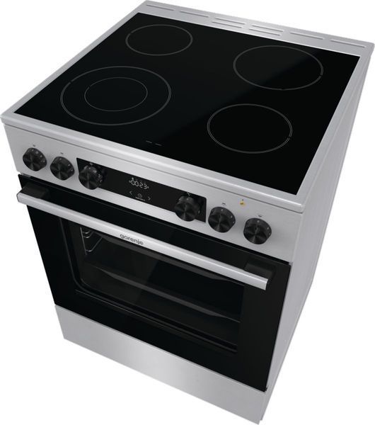 Плита Gorenje електрична склокерамічна, 71л, 60x60см, дисплей, програматор, нерж (GECS6C70XC) 374199 фото