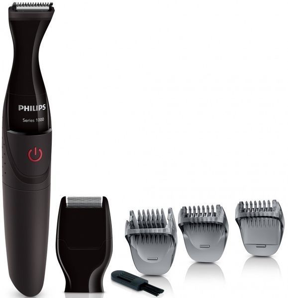 Тример Philips Multigroom series 1000, для бороди і вусів, 1хАА, насадок-4, сталь, чорний (MG1100/16) 371269 фото