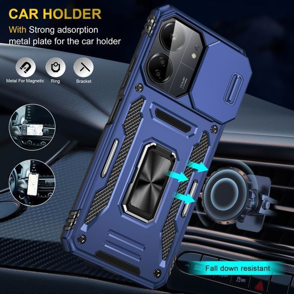 Ударостійкий чохол Camshield Army Ring для Xiaomi Redmi 13C / Poco C65 Синій / Navy 315910 фото