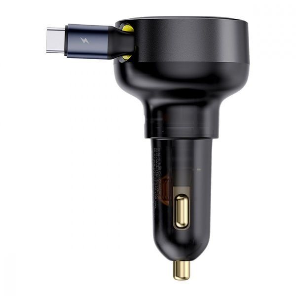АЗП Baseus Enjoyment Pro Car Charger C+Retractable Type-C Cable 60W (C00057802111-01) black 359717 фото