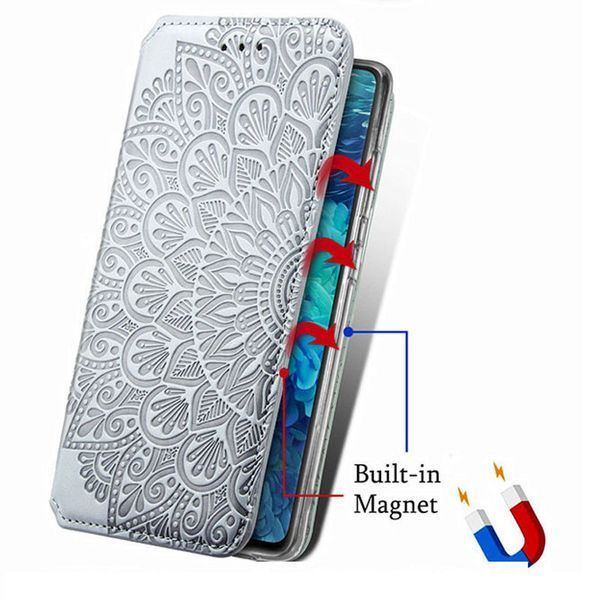 Кожаный чехол книжка GETMAN Mandala (PU) для Xiaomi Mi 10T Lite / Redmi Note 9 Pro 5G Серый 203426 фото