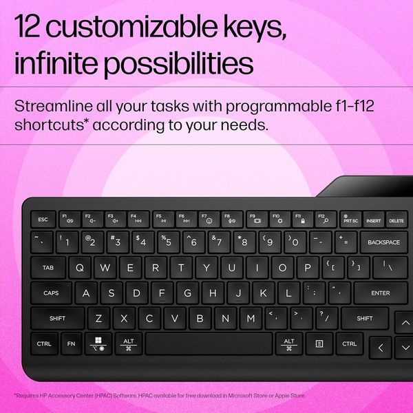 Клавіатура мембранна HP 460 Multi-Device key, BT, EN/UK, чорний 379566 фото
