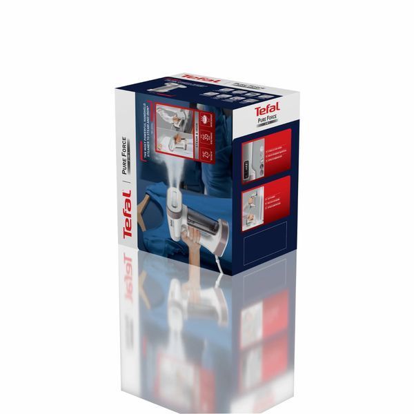 Відпарювач Tefal компактний Pure Force 2в1, 1800Вт, 180мл, постійна пара - 35гр, керам. підошва, білий (DT8720E0) 374360 фото