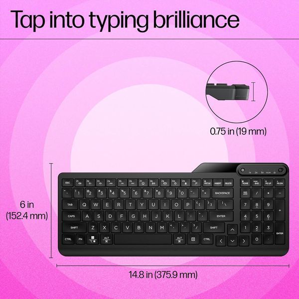 Клавіатура мембранна HP 460 Multi-Device key, BT, EN/UK, чорний 379566 фото
