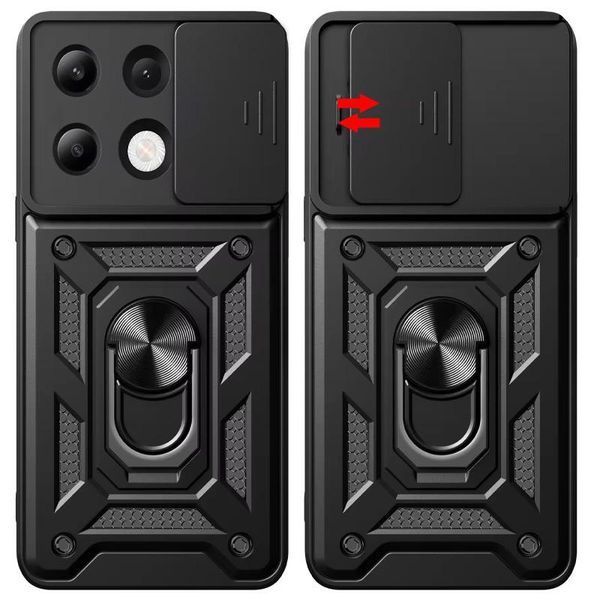 Чохол Ummi Camshield Serge Ring для Xiaomi Redmi Note 13 Pro 4G / 14s / Poco M6 Pro 4G Чорний 396387 фото