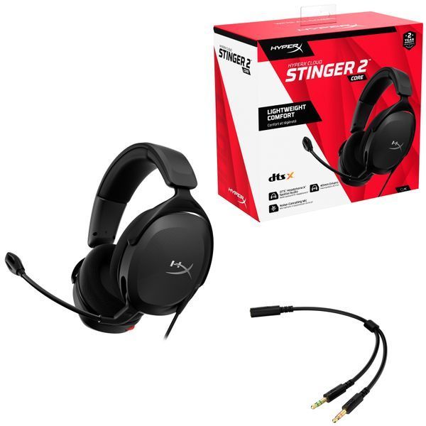 Гарнітура ігрова HyperX Cloud Stinger 2 Core, mini-jack/dual 3.5мм, 2м/0.15м, чорний (683L9AA) 364746 фото