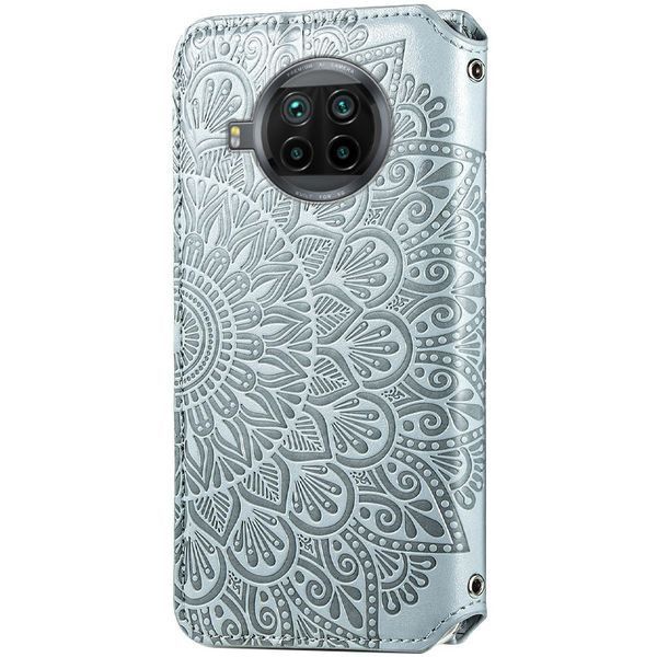 Кожаный чехол книжка GETMAN Mandala (PU) для Xiaomi Mi 10T Lite / Redmi Note 9 Pro 5G Серый 203426 фото