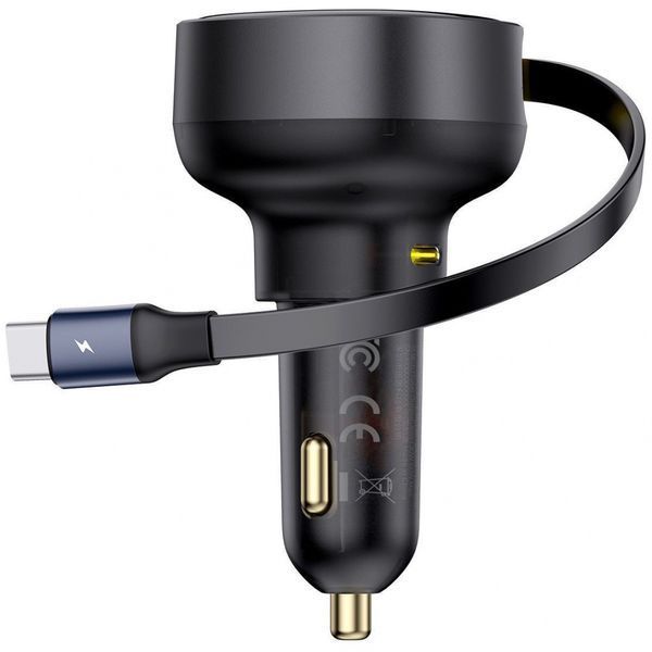 АЗП Baseus Enjoyment Pro Car Charger C+Retractable Type-C Cable 60W (C00057802111-01) black 359717 фото
