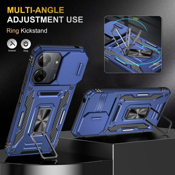 Ударостійкий чохол Camshield Army Ring для Xiaomi Redmi 13C / Poco C65 Синій / Navy 315910 фото