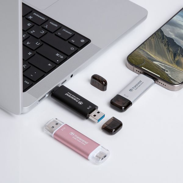 Портативний SSD Transcend 1TB USB 3.1 Gen 2 Type-A + Type-C ESD310 Чорний (TS1TESD310C) 379906 фото