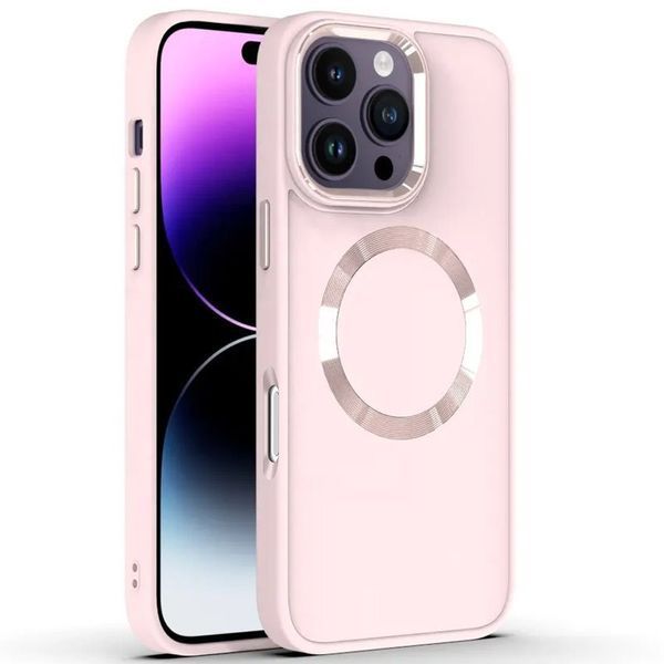 TPU чохол Bonbon Metal Style with MagSafe для Apple iPhone 16 Pro (6.3") Рожевий / Light Pink 322917 фото