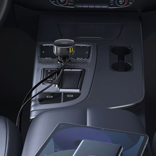 АЗП Baseus Enjoyment Pro Car Charger C+Retractable Type-C Cable 60W (C00057802111-01) black 359717 фото