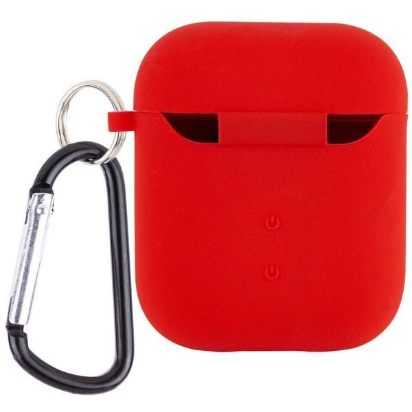 Силиконовый футляр с микрофиброй для наушников Airpods 1/2 Красный / Red 216821 фото