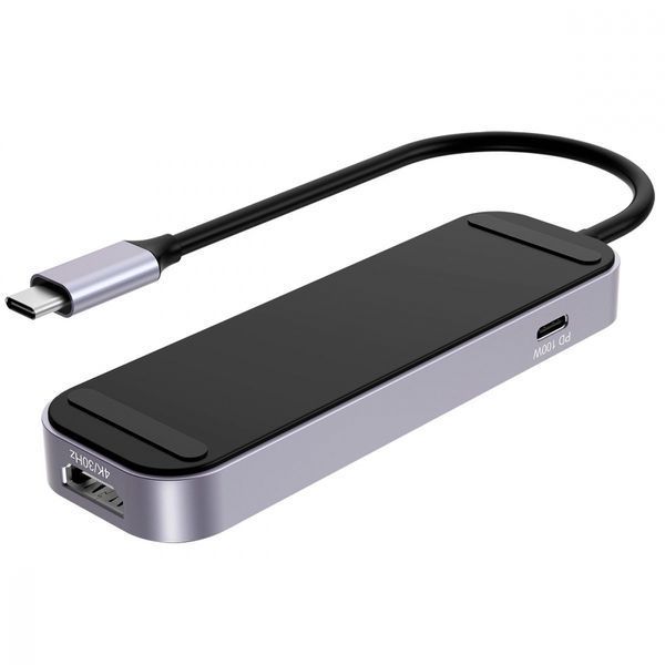 HUB Proove Shadow 6in1 Type-C To 2USB3.0 + 2Type-C + PD100W + HDMI (HBSW10221205) Dark Gray 337000 фото