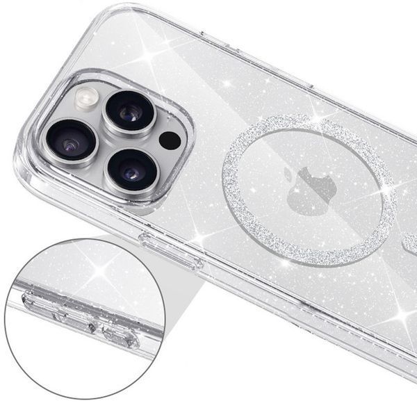 Чохол TPU Eclipse Sparkle (MagFit) для Apple iPhone 15 Pro Max (6.7") Clear 360388 фото