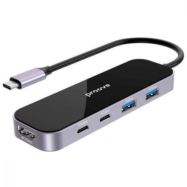 HUB Proove Shadow 6in1 Type-C To 2USB3.0 + 2Type-C + PD100W + HDMI (HBSW10221205) Dark Gray 337000 фото
