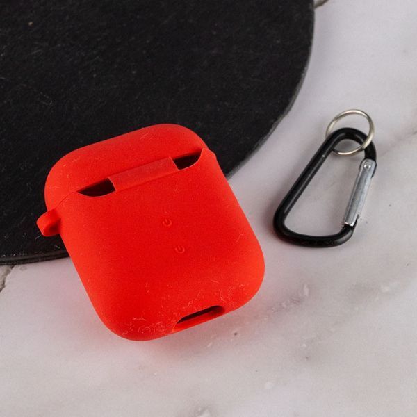 Силиконовый футляр с микрофиброй для наушников Airpods 1/2 Красный / Red 216821 фото