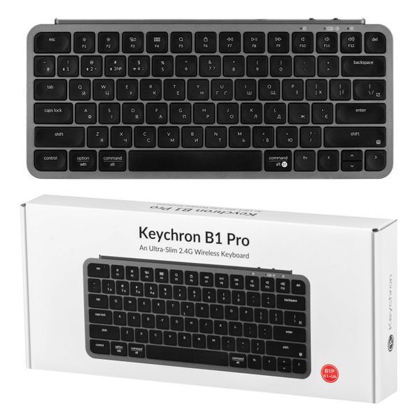 Клавіатура мембрана Keychron B1 Pro, USB/WL/BT, space gray (B1P-K1-UA) 366248 фото