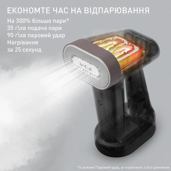 Відпарювач Tefal компактний Pure Force 2в1, 1800Вт, 180мл, постійна пара - 35гр, керам. підошва, білий (DT8720E0) 374360 фото