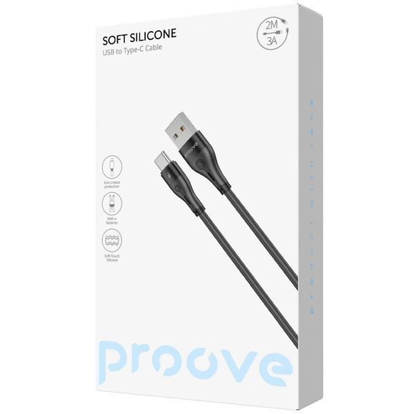Кабель Proove Soft Silicone USB to Type-C 3A (2m) white (CCSO20001222) 388073 фото
