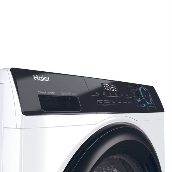 Пральна машина Haier фронтальна, 7кг, 1400, A+++, 44см, дисплей, пара, інвертор, люк чорний, прямий привід, білий (HW70-B14929) 375351 фото