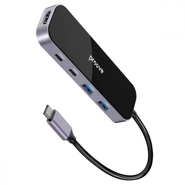 HUB Proove Shadow 6in1 Type-C To 2USB3.0 + 2Type-C + PD100W + HDMI (HBSW10221205) Dark Gray 337000 фото