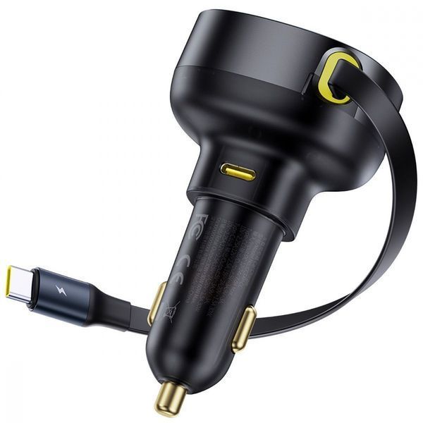 АЗП Baseus Enjoyment Pro Car Charger C+Retractable Type-C Cable 60W (C00057802111-01) black 359717 фото