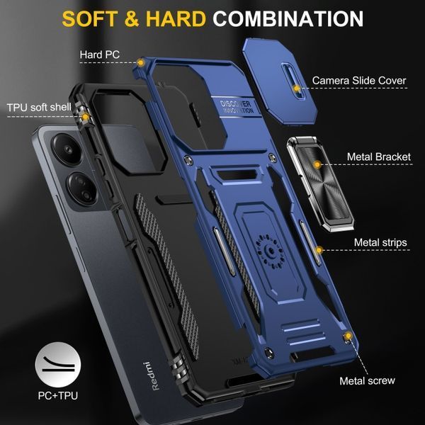 Ударостійкий чохол Camshield Army Ring для Xiaomi Redmi 13C / Poco C65 Синій / Navy 315910 фото